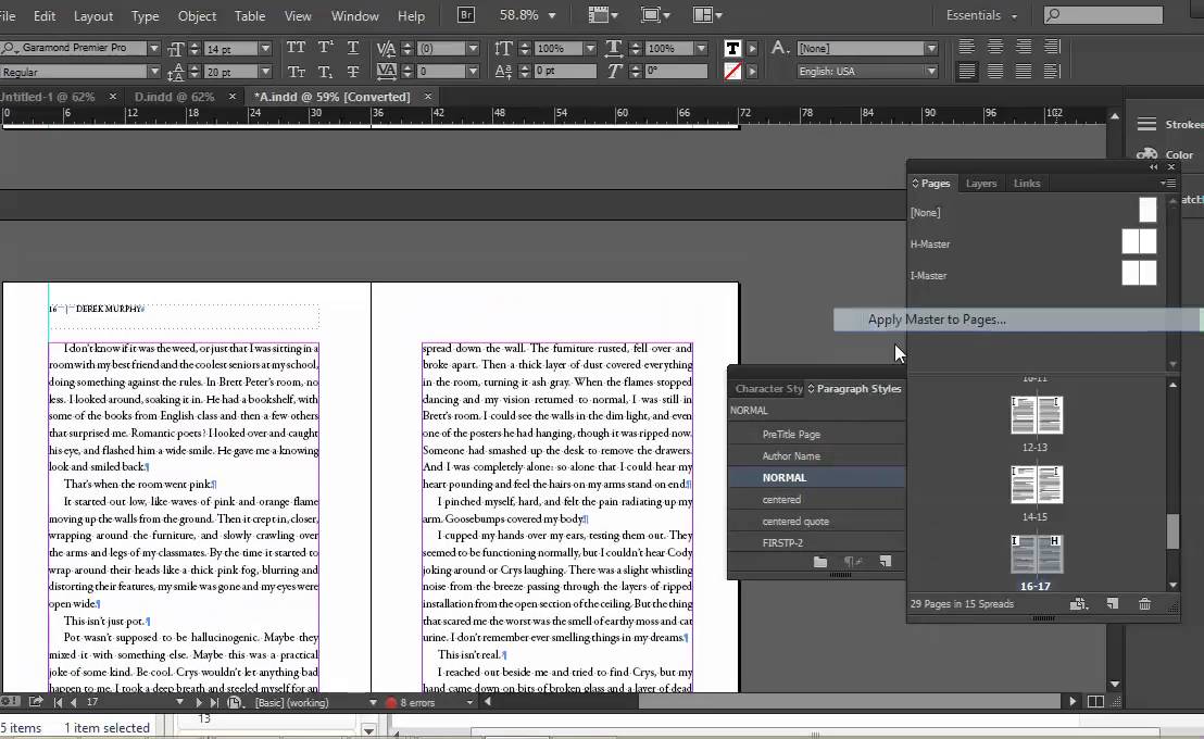 adobe indesign formatting