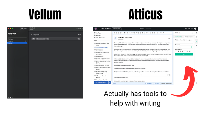 Comparing the writing processor of vellum and atticus