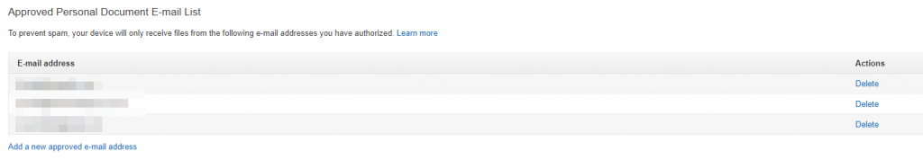 Screenshot of an approved email list
