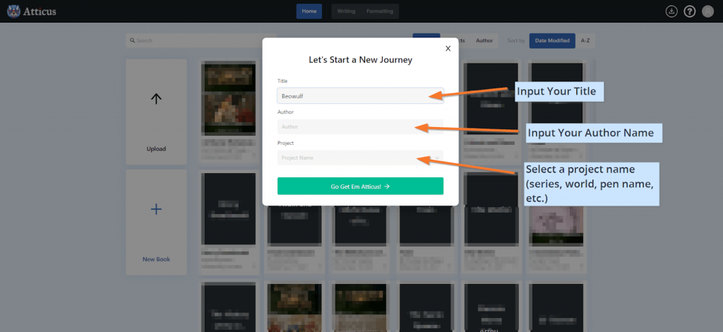 create a book with atticus