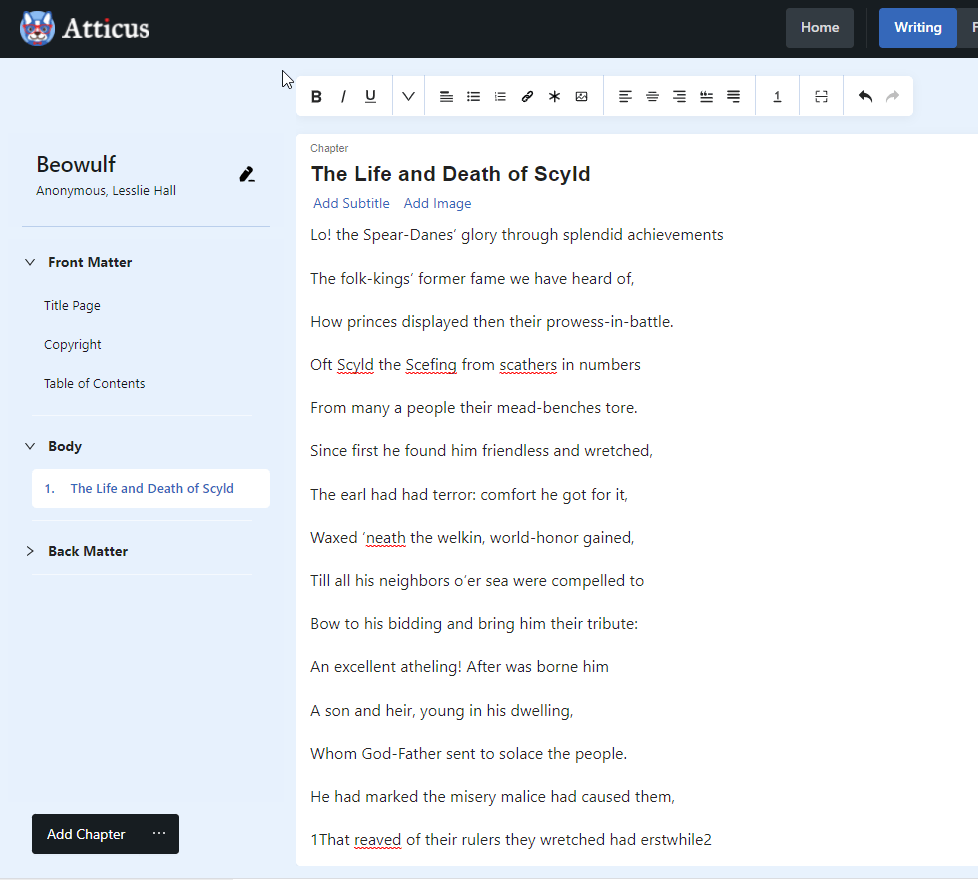 input text in atticus