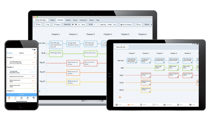 Plottr in action on mobile